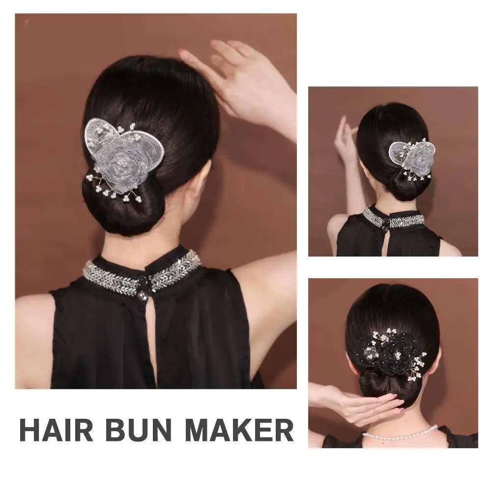 Flower Bow Hair Bun Maker For Women