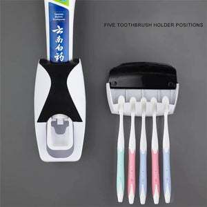 1 set of easy-to-use toothbrush holder with automatic toothpaste dispenser