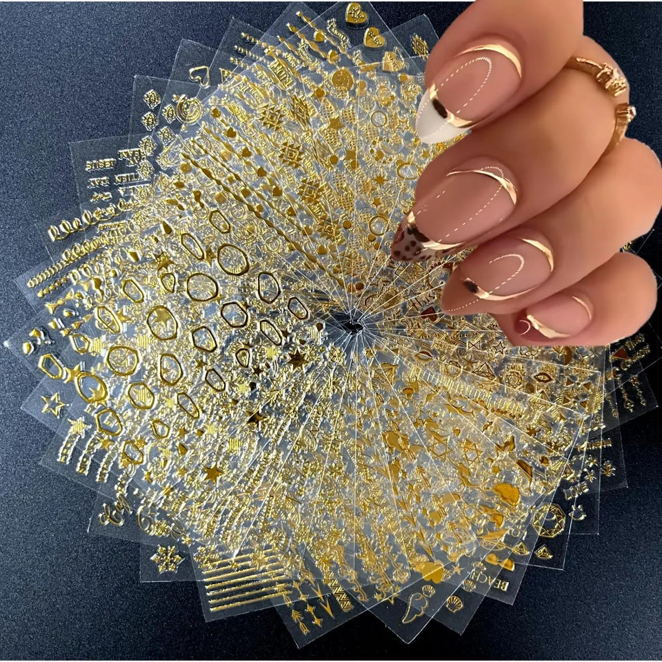 30PCS  Nail Stickers, 3D Self-Adhesive Nail Decals