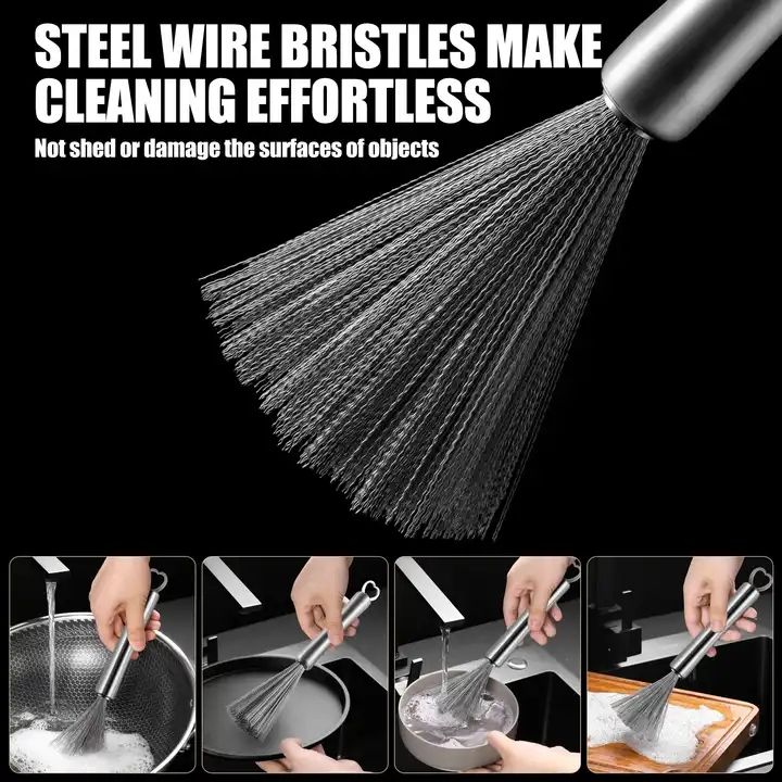 Stainless Steel Pot cleaning Brush with long handle