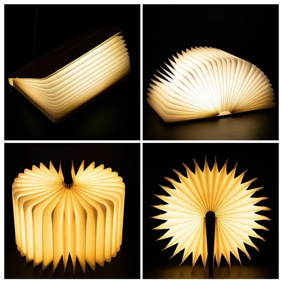 Rechargeable Wooden Folding Light Book