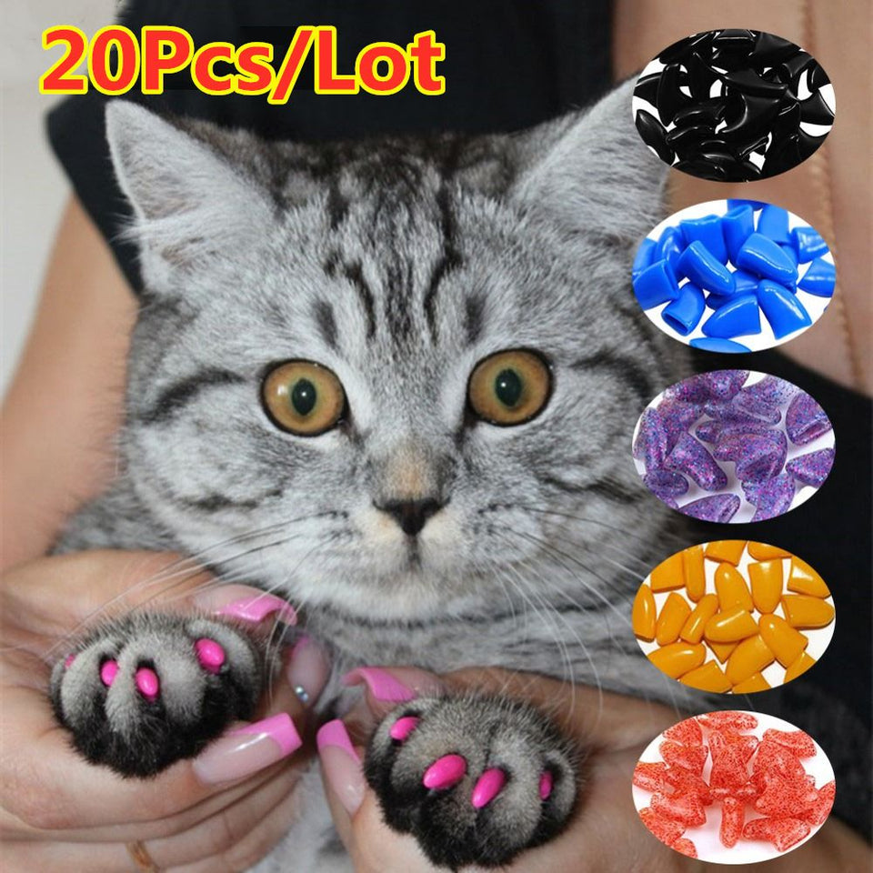 Colorful Soft Plastic Cat Nail Caps (PACK OF 20)