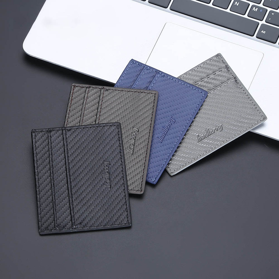 PU Leather ID Card Holder Men New Carbon Fiber Bank Credit Card Wallet