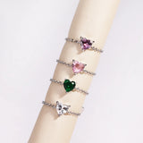 Heart Pull-out Chain Adjustable Rings For Women