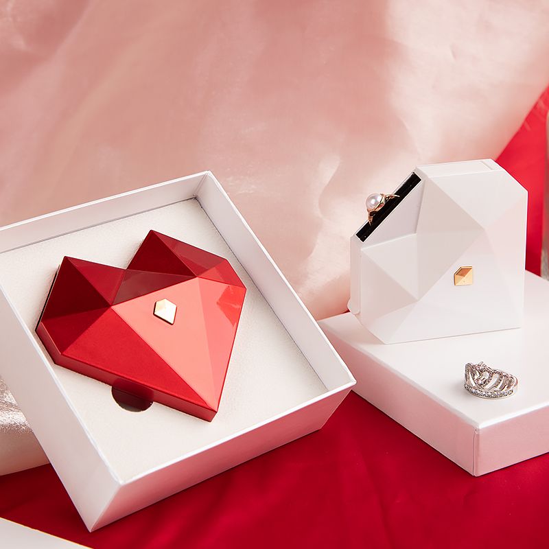Diamond Heart-shaped Ring Gift Box For Wedding Proposal