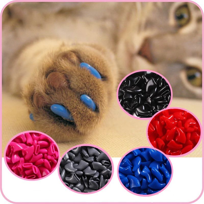 Colorful Soft Plastic Cat Nail Caps (PACK OF 20)