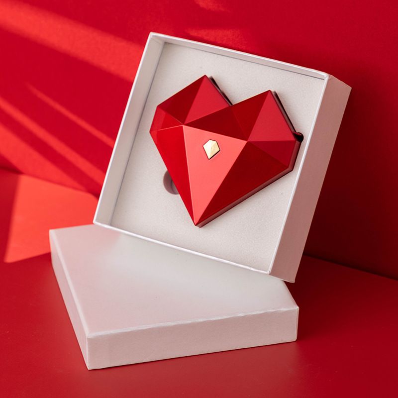 Diamond Heart-shaped Ring Gift Box For Wedding Proposal