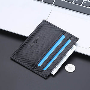 PU Leather ID Card Holder Men New Carbon Fiber Bank Credit Card Wallet