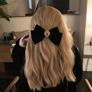 New Black Velvet Bow Hair Pins Hair Clips for Women