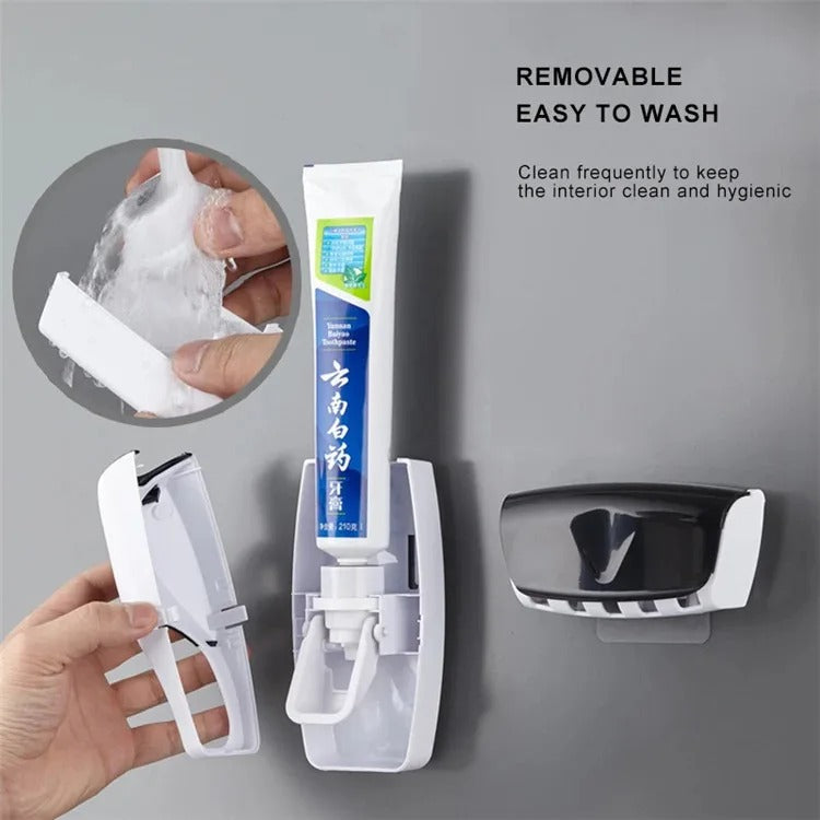 1 set of easy-to-use toothbrush holder with automatic toothpaste dispenser