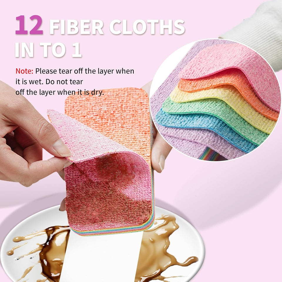 Multi-layer Microfiber Kitchen Cleaning Rainbow Rags