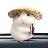 Cute Hamster with Straw Hat Car Ornament