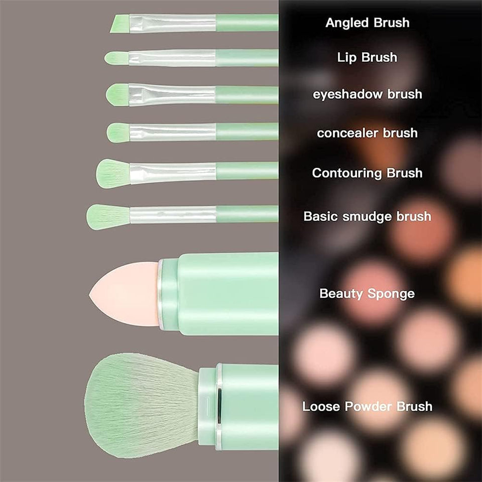 Retractable 8pcs Travel Makeup Brush Set Foundation