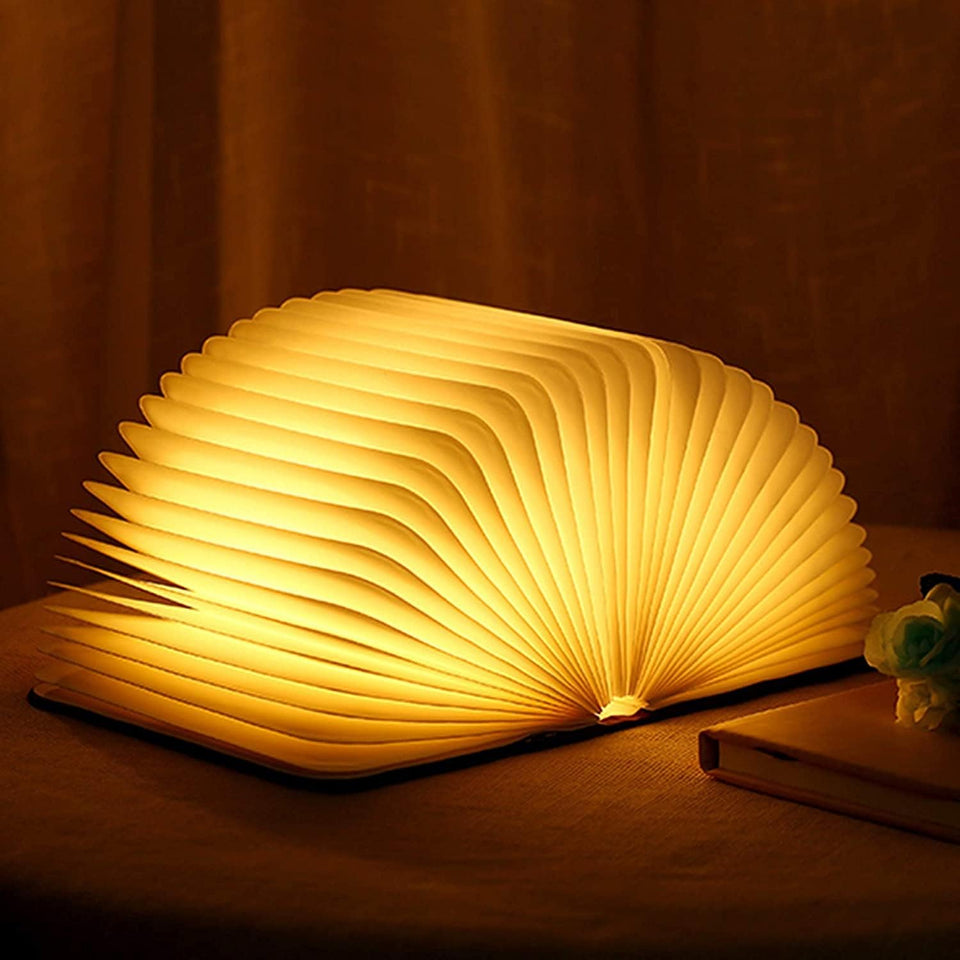 Rechargeable Wooden Folding Light Book