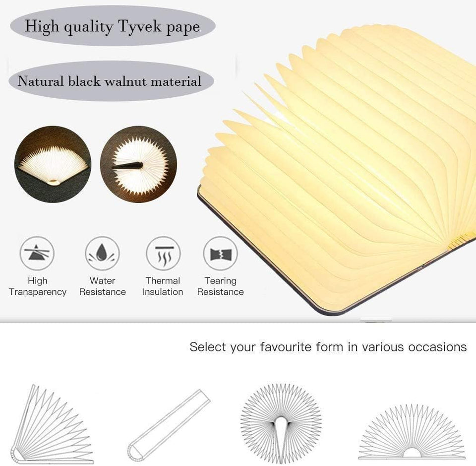 Rechargeable Wooden Folding Light Book