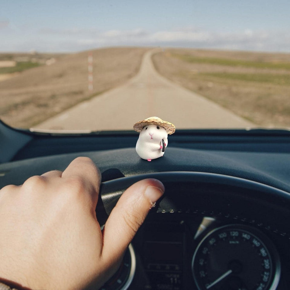Cute Hamster with Straw Hat Car Ornament