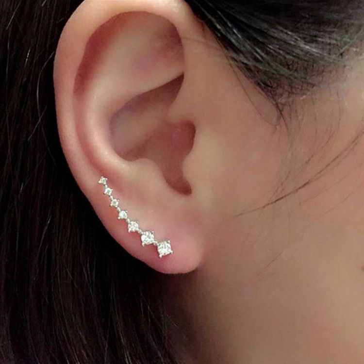 Long Rhinestone Seven-Star Ear Hook Earring Female