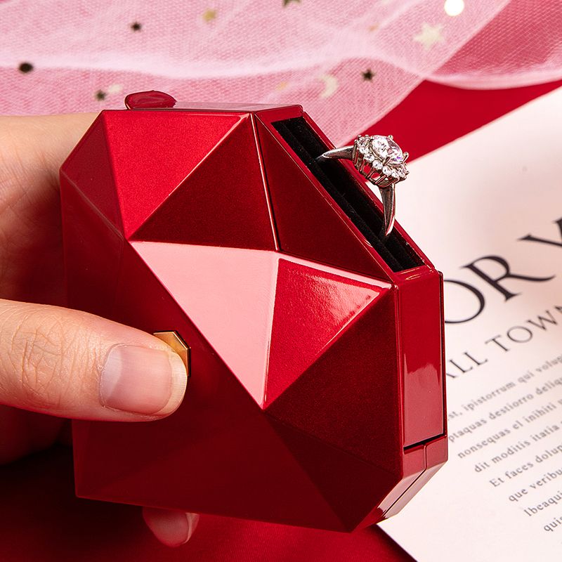 Diamond Heart-shaped Ring Gift Box For Wedding Proposal
