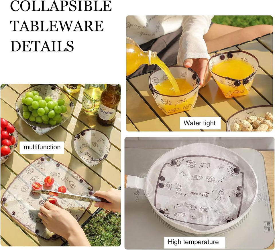 Portable Camping Tableware Folding Plate Bowl
