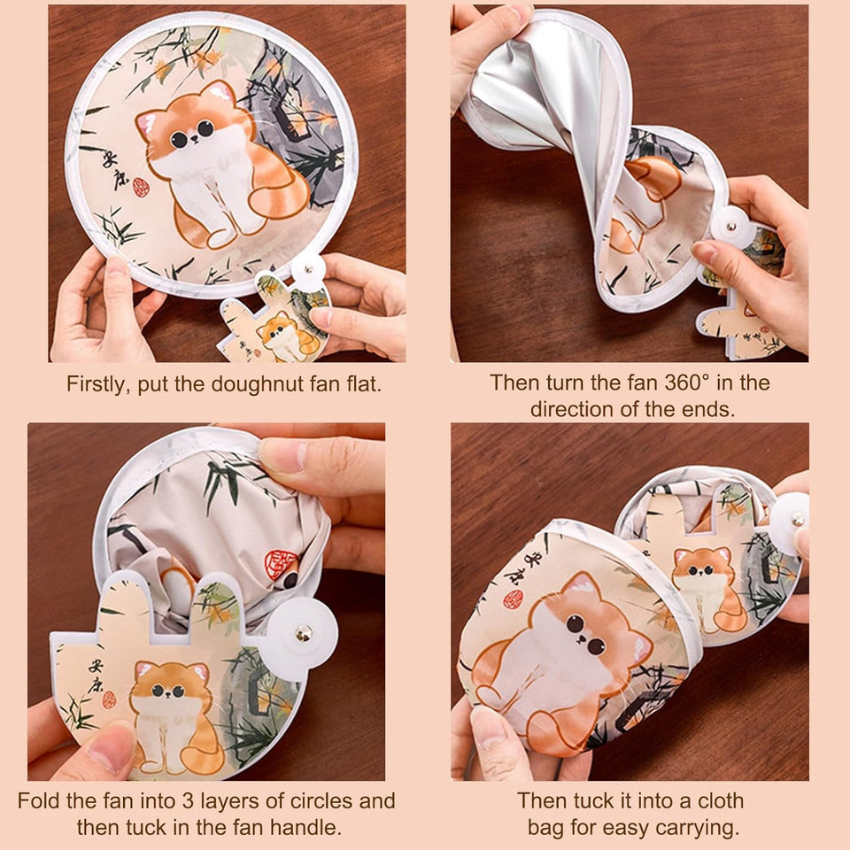 Cute Cartoon Animal Reflector Folding Hand Fan