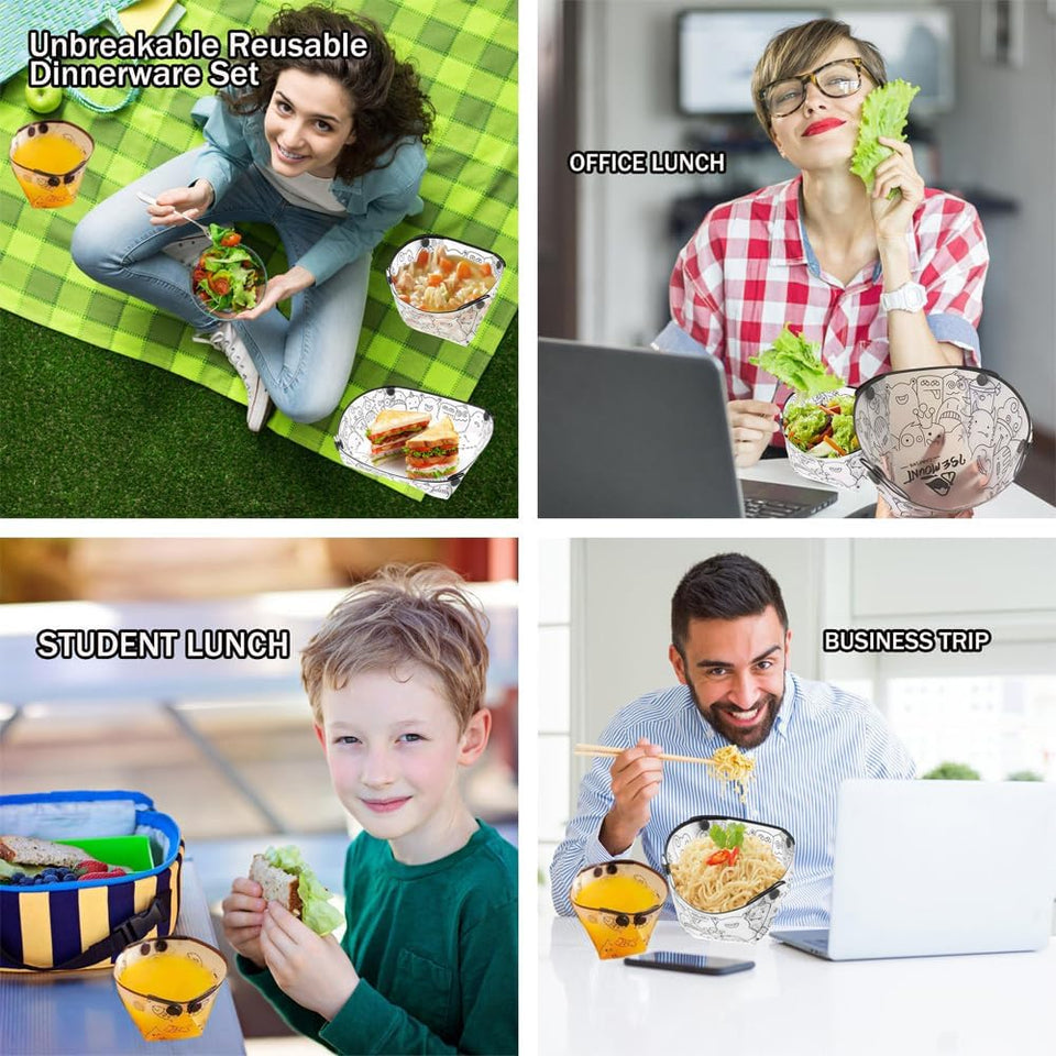 Portable Camping Tableware Folding Plate Bowl