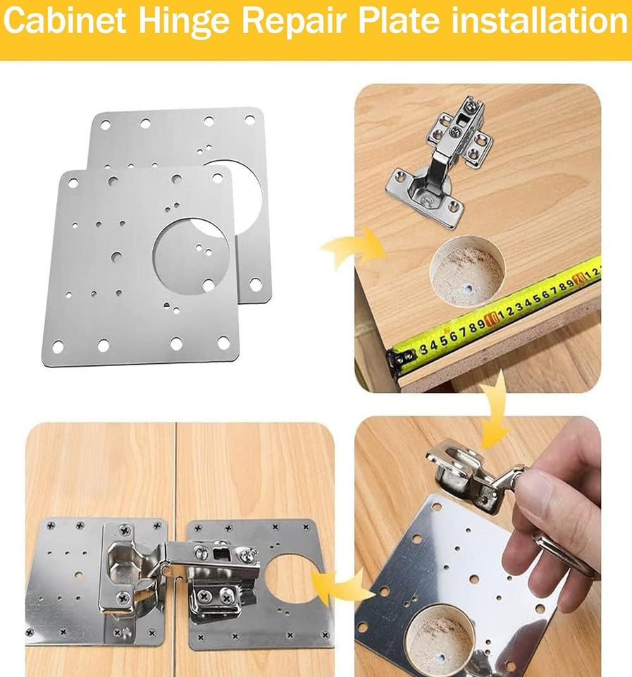 Stainless Steel Cabinet Door Hinge Repair Plate Kit