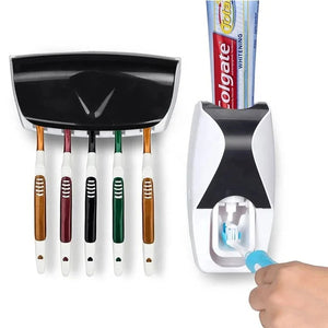 1 set of easy-to-use toothbrush holder with automatic toothpaste dispenser
