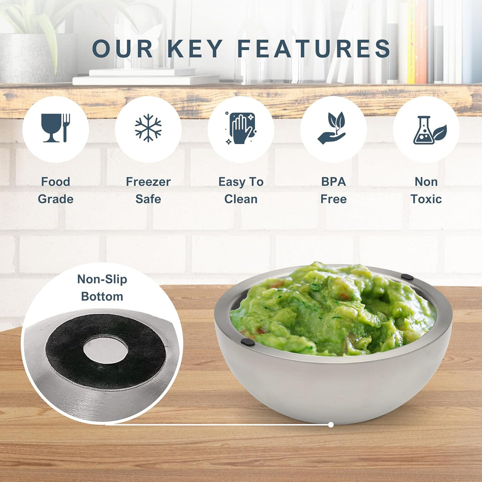 Stainless Steel Double Wall Insulated Hot/Cold Serving Bowl