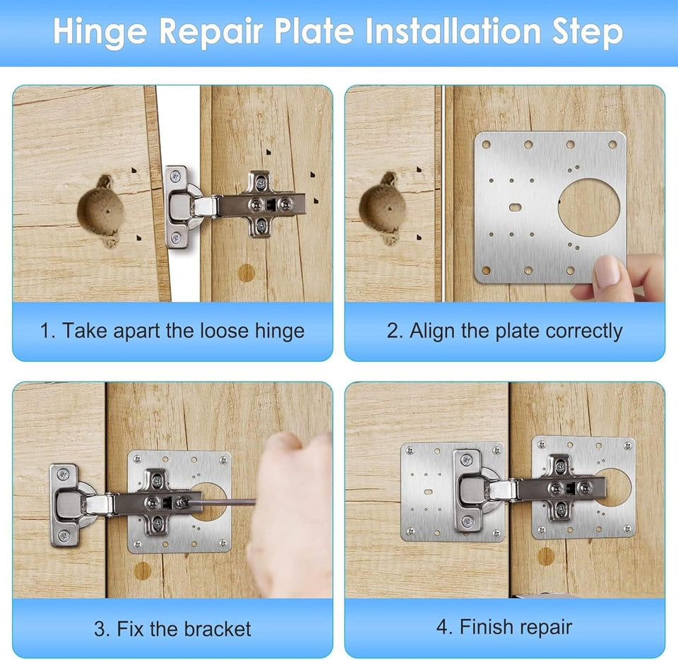 Stainless Steel Cabinet Door Hinge Repair Plate Kit