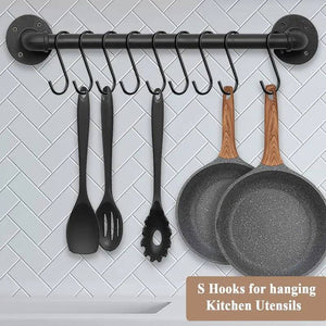 Metal Black S-shaped Hooks, Wardrobes, Gardens, Kitchen Accessories Heavy Duty For Hanging,