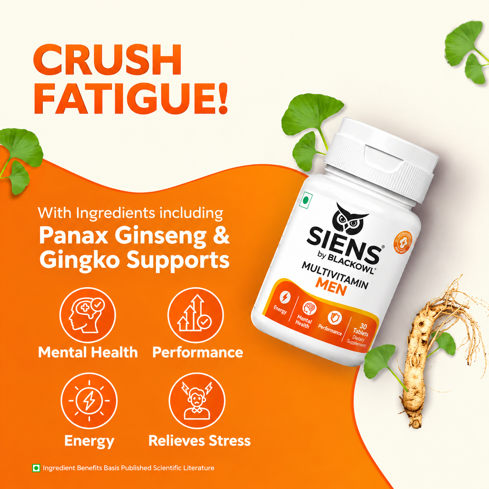 Siens By Blackowl Multivitamin for Men | 34 nutrients to Support Energy, Muscle Function & Stamina