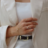 Cubic Zirconia Studded Ring Bracelet