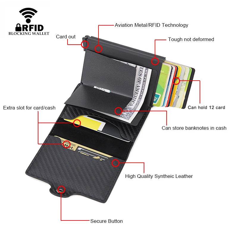 Engraving Wallet Rfid Carbon Fiber Credit Card Holder