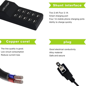 50W 10-Port USB Multi-Charger Station