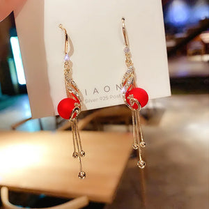 Red  Peacock Earrings for Women