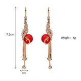 Red  Peacock Earrings for Women