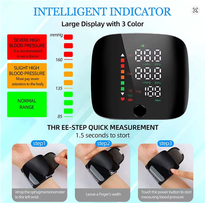 Rechargeable Wrist Blood Pressure