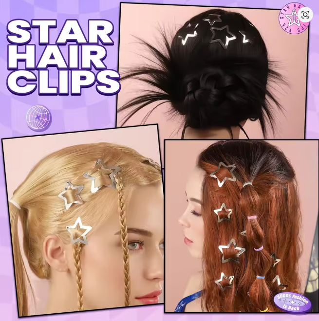 Silver Star Hair Clips