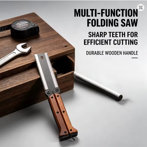 Foldable Double Sided Hand Saw with Wood Handle