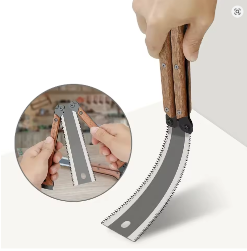 Foldable Double Sided Hand Saw with Wood Handle