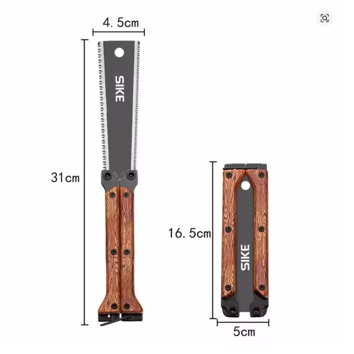 Foldable Double Sided Hand Saw with Wood Handle