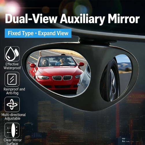 Dual View Blind Spot Mirror for Easier Parking & Wheel Visibility