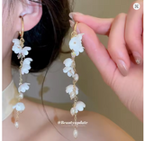 Long Dangling Flower Earrings for Women