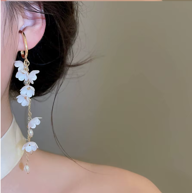Long Dangling Flower Earrings for Women