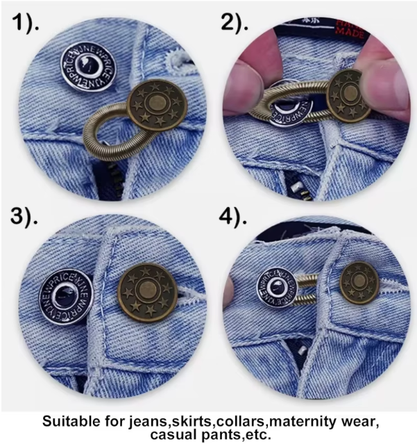 Elastic Spring Waistband Extender Button