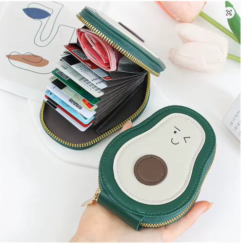 Multipurpose Leather Avocado Shape Card Coin Holder