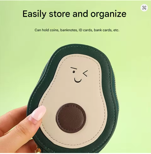 Multipurpose Leather Avocado Shape Card Coin Holder