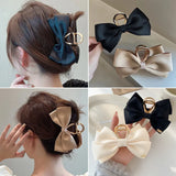 (PACK OF 2) New Large Satin Bow Claw Clips For Women