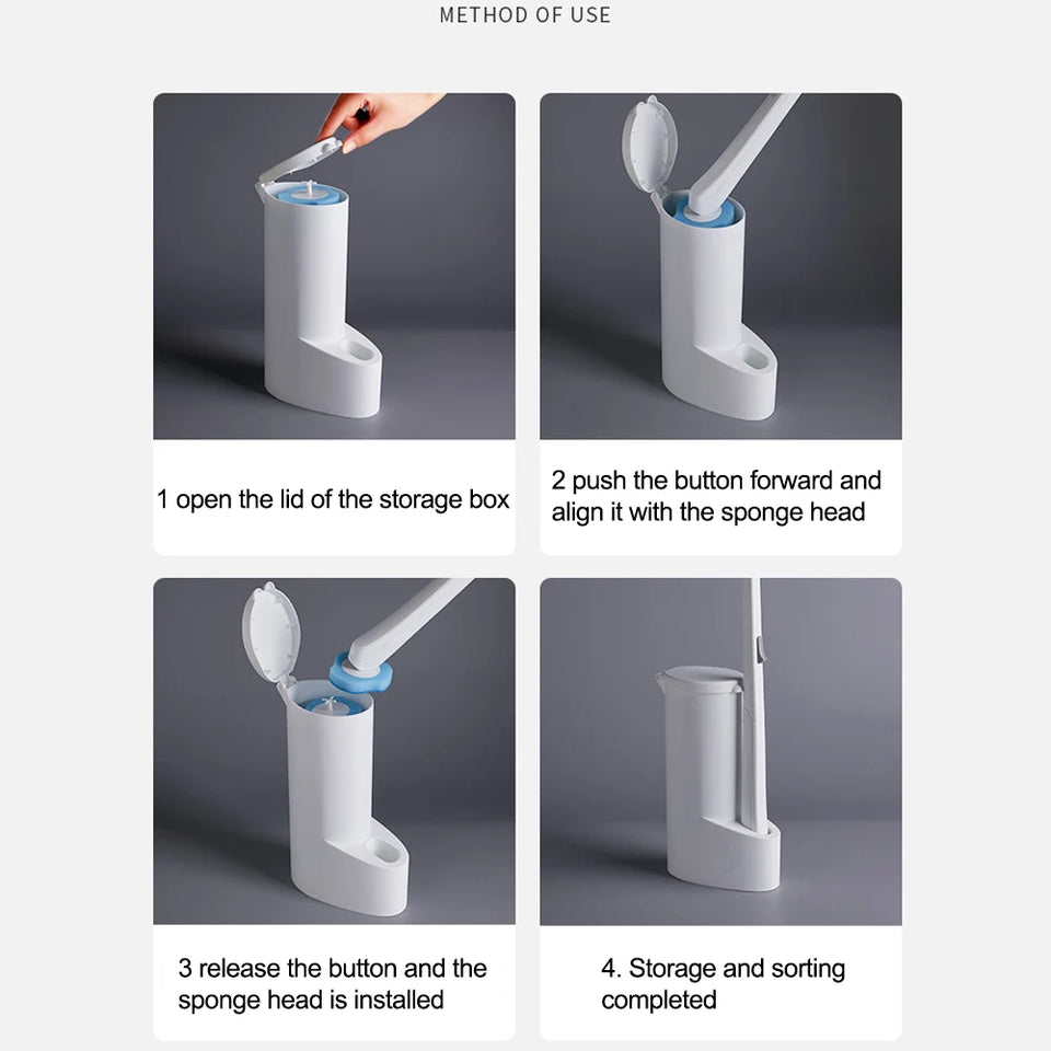 Disposable Toilet Brush Cleaner with Replaceable Heads