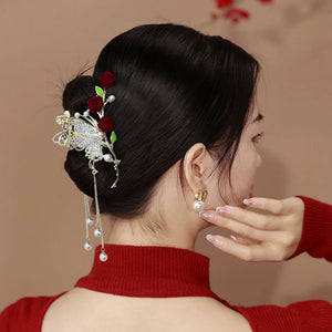 Red Rose stylish Butterfly Female Hair clip